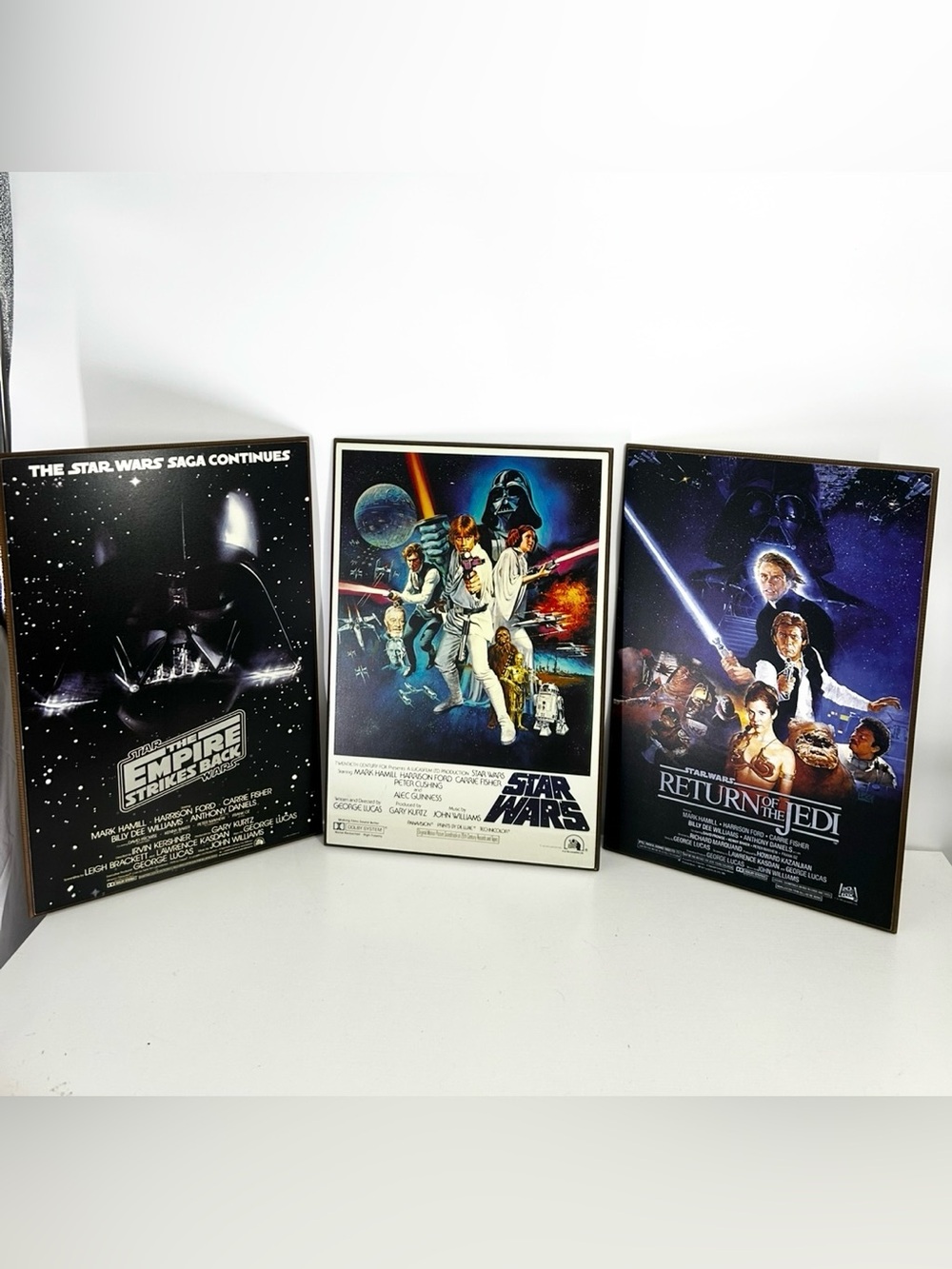 Star Wars Original Trilogy Wood Poster Plaques Set 19" X 13" Silver Buffalo RARE